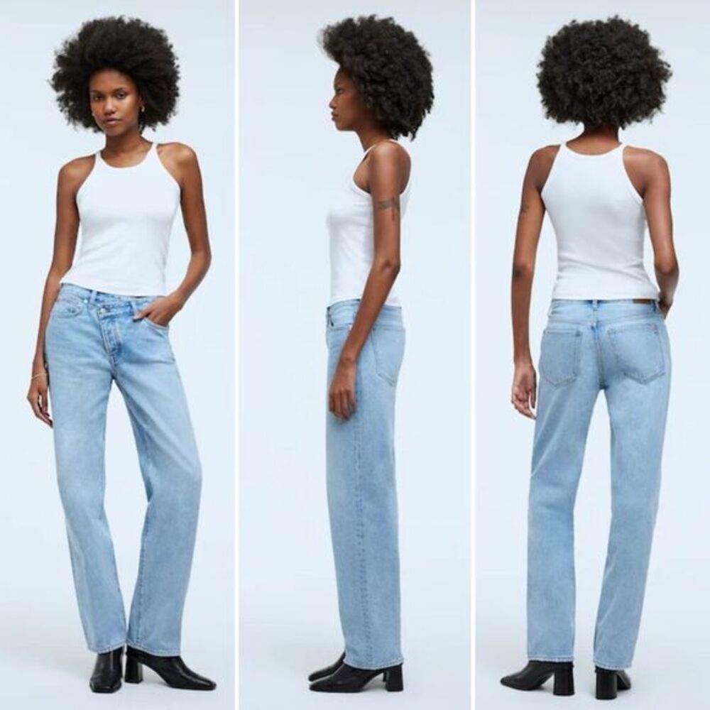 Madewell The Low-Slung Straight Jeans in Seville Wash Criss-Cross Waist NWOT